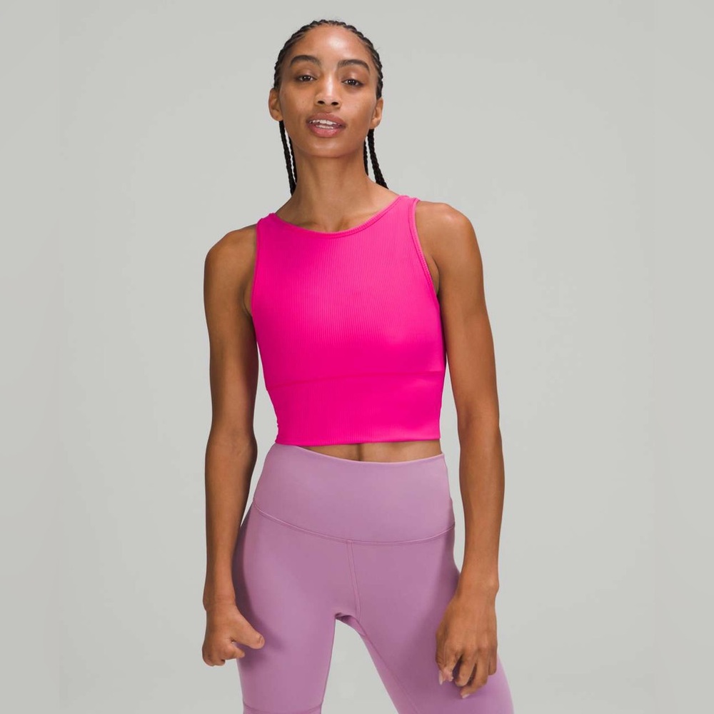 SOLD Lululemon Power Pivot Tank Top *Rib in Sonic Pink Size 8 - Picture 2 of 8